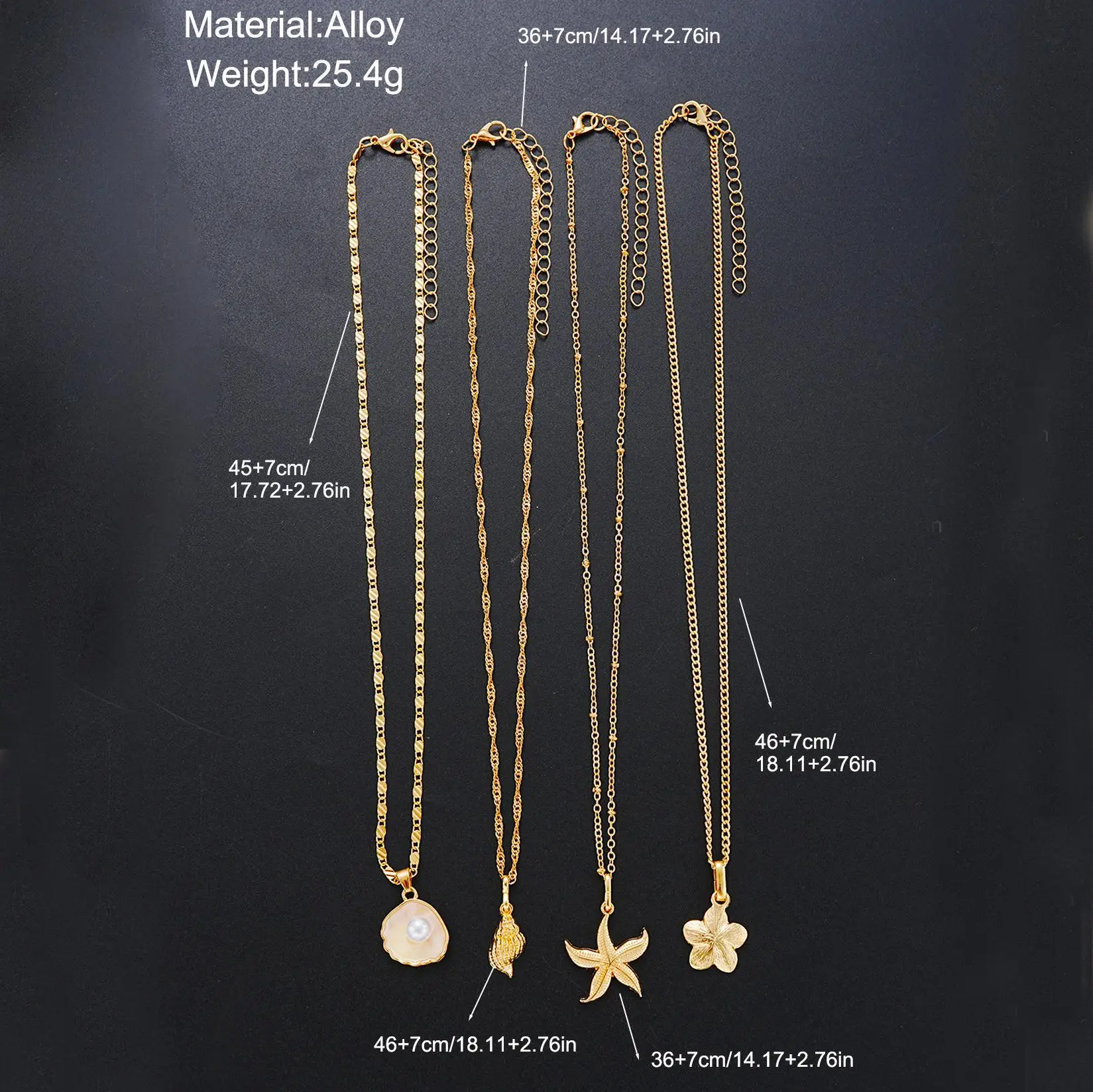 Resin Pearl Starfish Shell Conch Flower Necklace Set Layered Ocean Style Delicate Summer Jewelry for Women