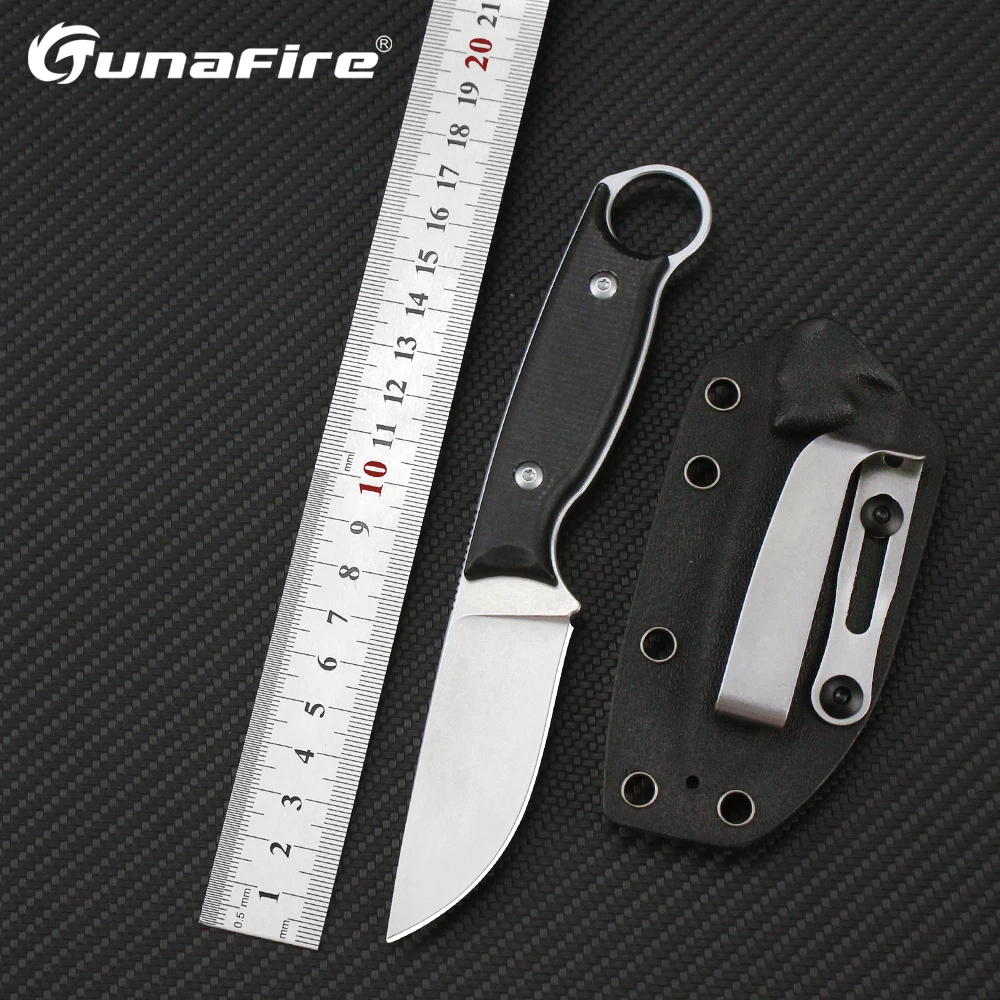 

Tunafire Fixed Blade Knife Multipurpose Outdoor Self-defense Military Hunting Knives with K sheath D2 Steel EDC Straight Knife