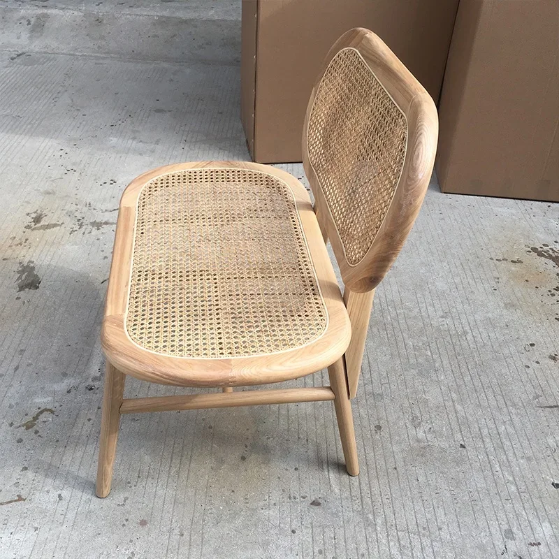 Nordic Style Natural Rattan Chair Wooden Hotel 