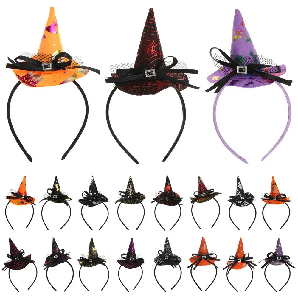 2022 Skull Headband Props Point Cap Pumpkin Witch Hat Performance Props Party Hairband Halloween Headband Decor Headwear