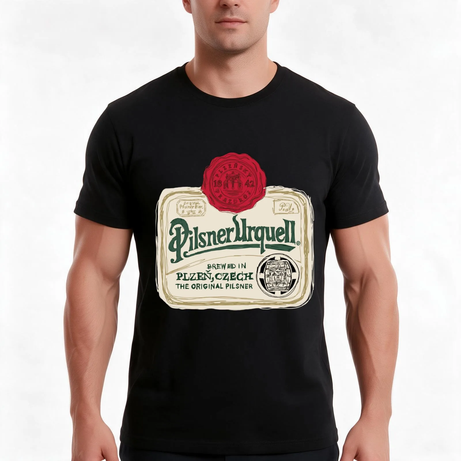 Pilsner Urquell POP Classic . T-Shirt, Summer Casual Cotton Tee, Oversized Streetwear Tops, Vintage Graphic Print, 100% Cotton