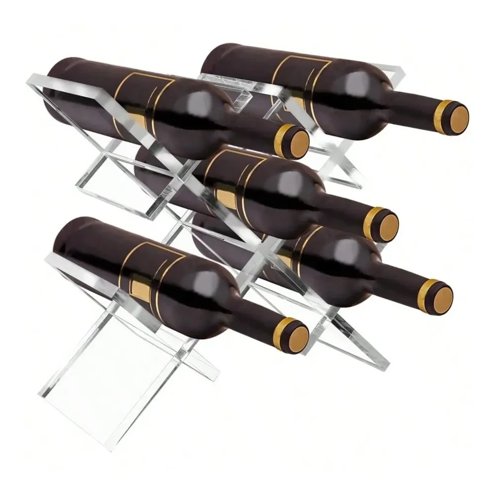 

Wine Rack Acrylic FreeStanding Water Bottle Organizer Stand Modern Tabletop Wine Storage Display Holder Shelf For Cabinet And C