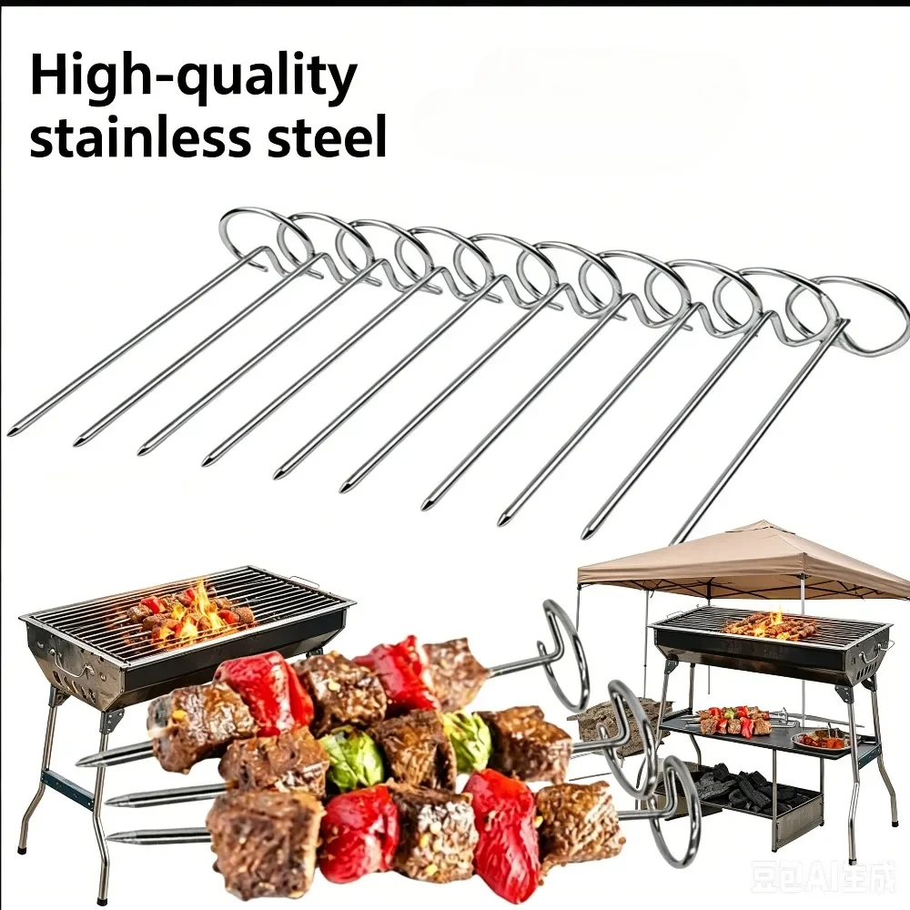 50Pcs Food Grade 304 Stainless Steel Baking Needle Air Fryer Vertical Skewer Grill Universal Household Baking  Accessories Set
