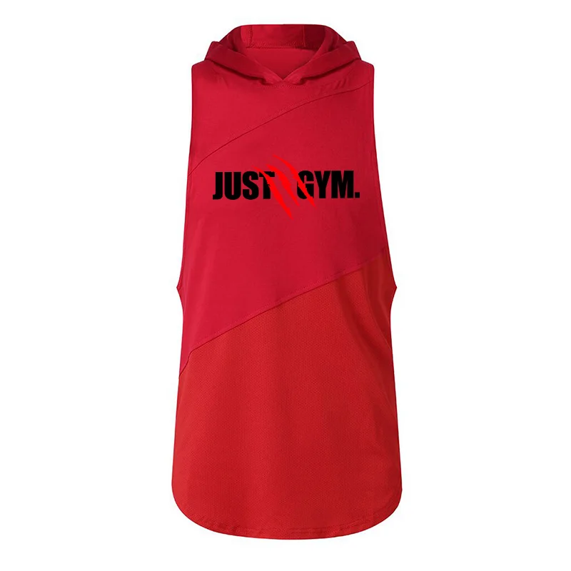 Jogging Sports T-shirts Mens Casual Street Hip Hop Hooded Tank Top Cotton Sleeveless Sweatshirt Fitness Workout Sportswear Tops
