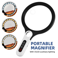 Portable Magnifier Three Color Led Light Brightness Adjustment 135mm Large Lens Handheld Magnifying Glass For Reading Repair