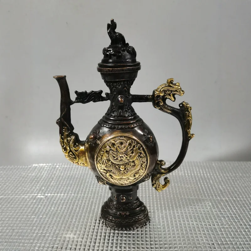 Gilt copper dragon pot ornament, home decoration, creative gift and craft desktop, available for live streaming
