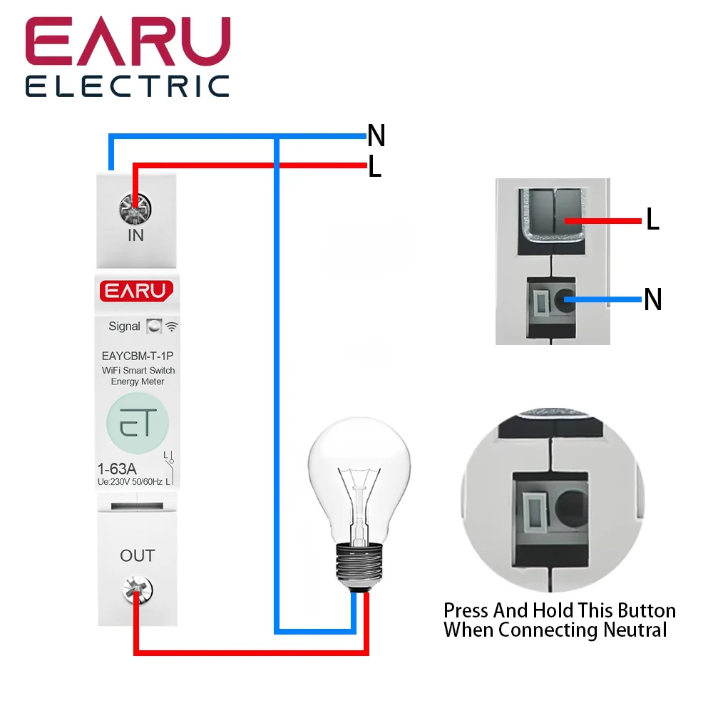 1P TUYA Zigbee WIFI Leakage Measurement Intelligent Circuit Breaker EAYCBM T 1P Kwh Time Relay Switch Leakage Voltage Protection