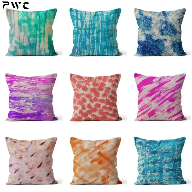 Art Abstract Watercolor Plant Print Throw Pillowcase  Linen Cushion Cover Decorative for Sofa Bed Pillow Cover Home Decor