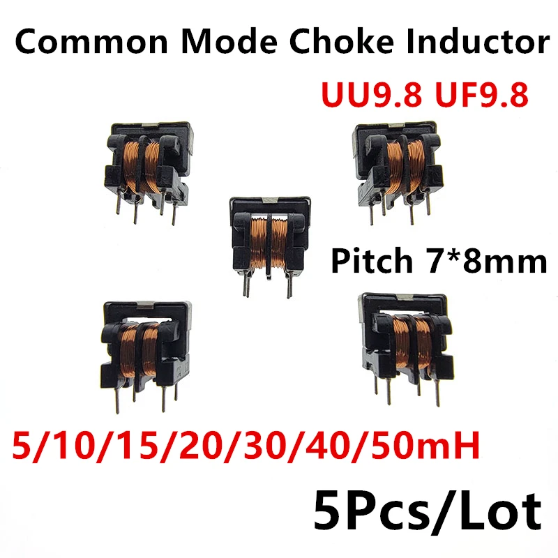 UU9.8 UF9.8 Common Mode Choke Inductor 5mH 10mH 20mH 30mH 40mH 50mH For Filter Inductance Pitch 7*8mm Copper Wire