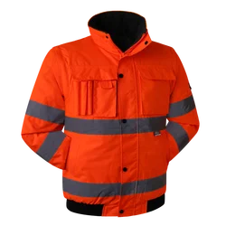 Winter High Visibility Safety Warm Jacket for Men Fluorescent Orange Waterproof Jacket Reflective Bomber Jacket Workwear