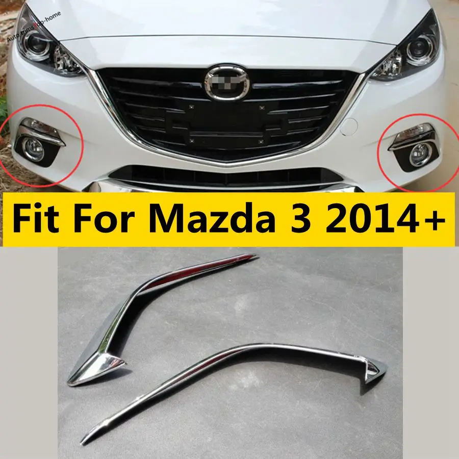 ABS Chrome Front Bumper Fog Lights Lamps Eyebrow Decor Panel Cover Trim For Mazda 3 2014 - 2016 Exterior Decoration Accessories