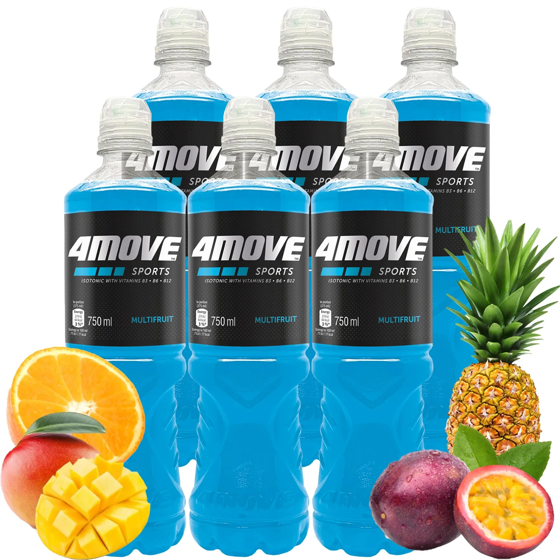 4Move Non-carbonated Isotonic Drink with Multi-fruit Flavour 750 ml x 6 pieces