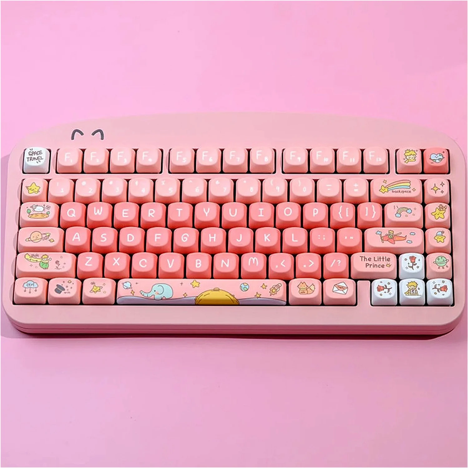 Pink Cartoon MOA Keycap Set PBT 126 Keys Little Prince Blue Cute Girl Thermal Sublimation for 60/84/98/108 Mechanical Keyboards