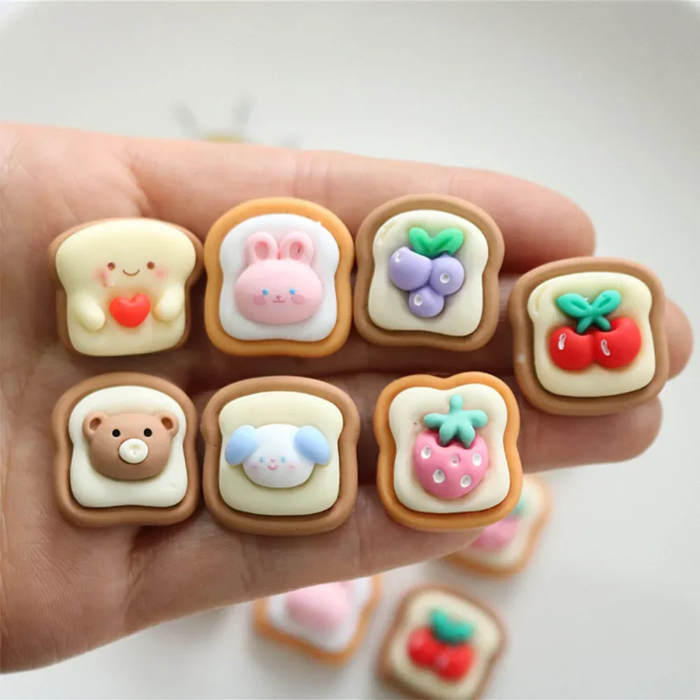 10PCS Kawaii Bread Series Flat Back Resin Cabochons For Hairpin Scrapbooking DIY Jewelry Craft Decoration Accessories