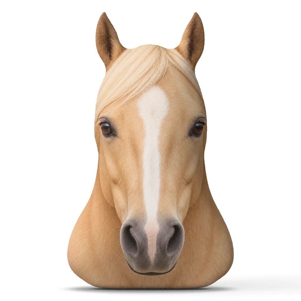Palomino Horse Head Plush Pillow Equestrian Throw Cushion Shaped Irregular Stuffed Decorative Sofa Home Decor Gift for Riders