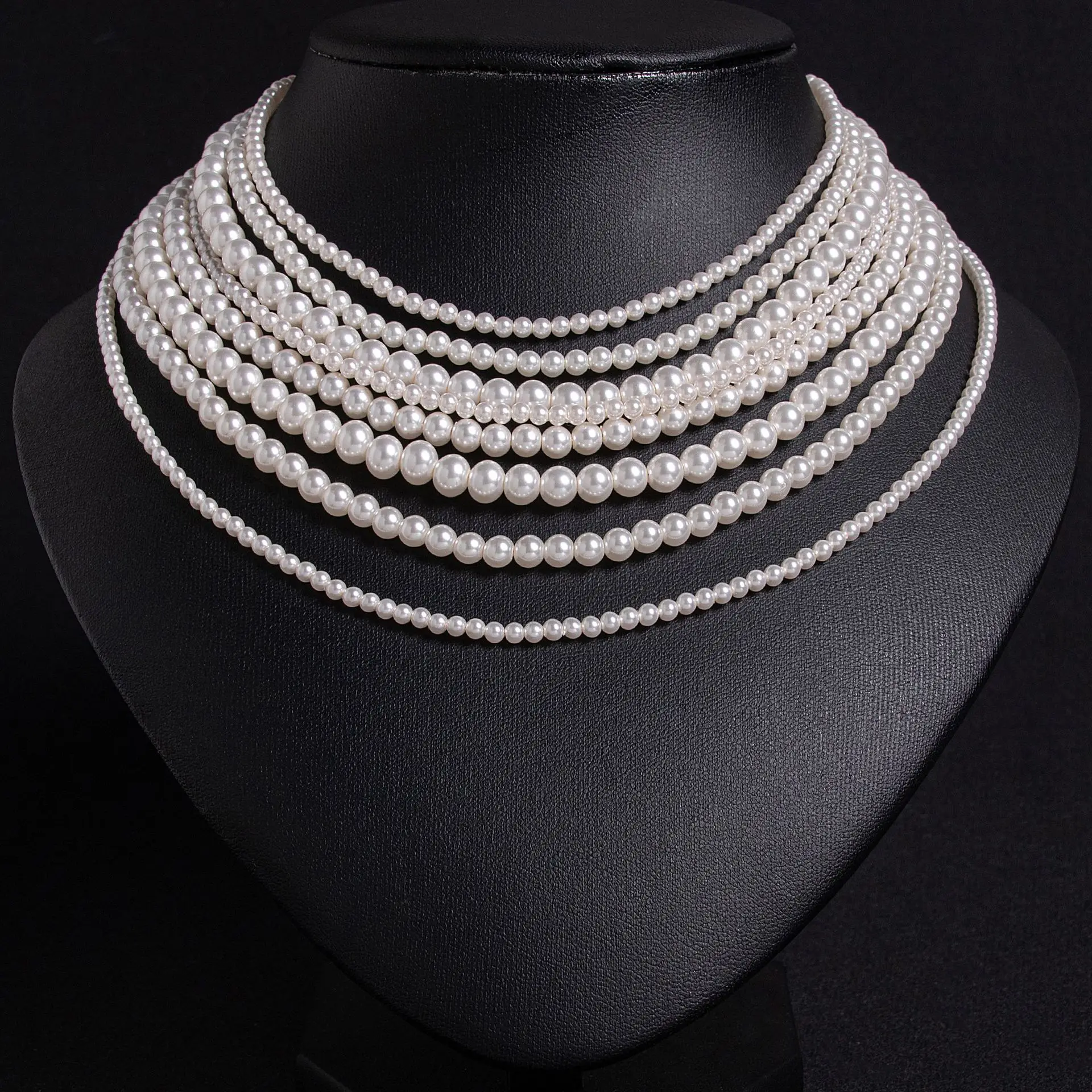 

European and American cross-border popular jewelry multi-layer necklace light luxury celebrity temperament pearl necklace versat