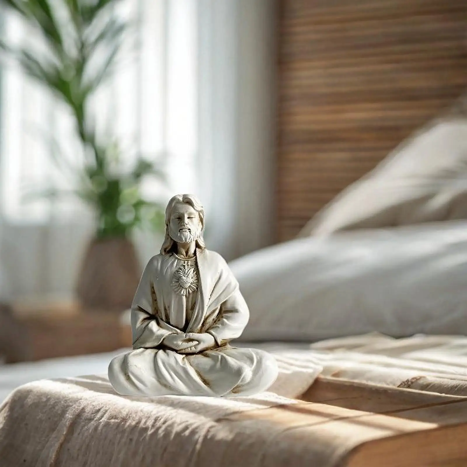 Meditating Jesus Figurine Decorative Xmas Collection for Shelf Displaying,Unique Modern Handicraft