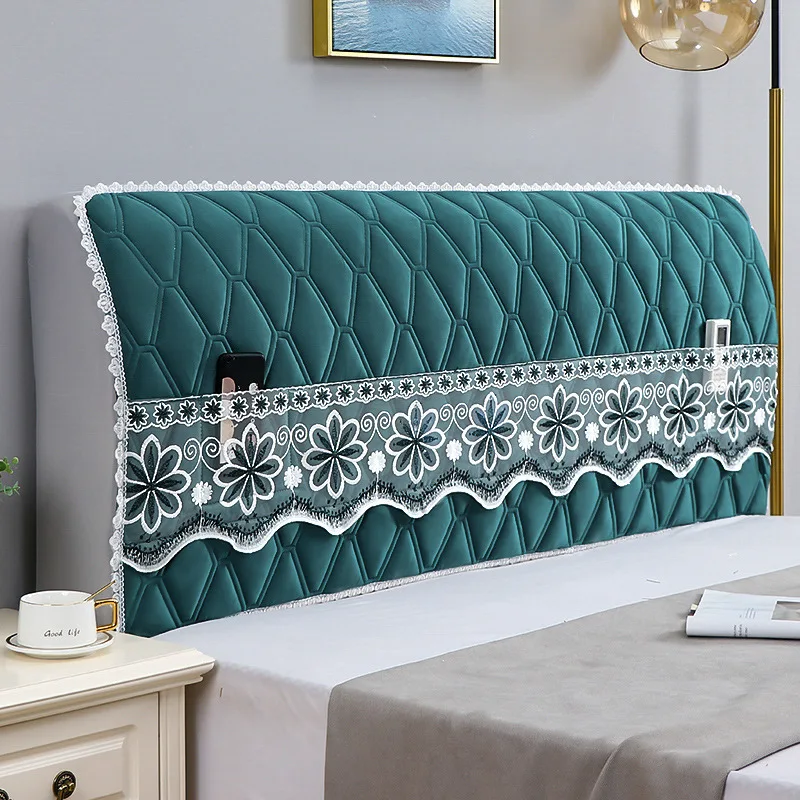 Thick Plush Cotton Padded Headboard Cover Bedhead Fabric Full Protective Cover Solid Color Wood Soft Pack Bedside Dust Cover