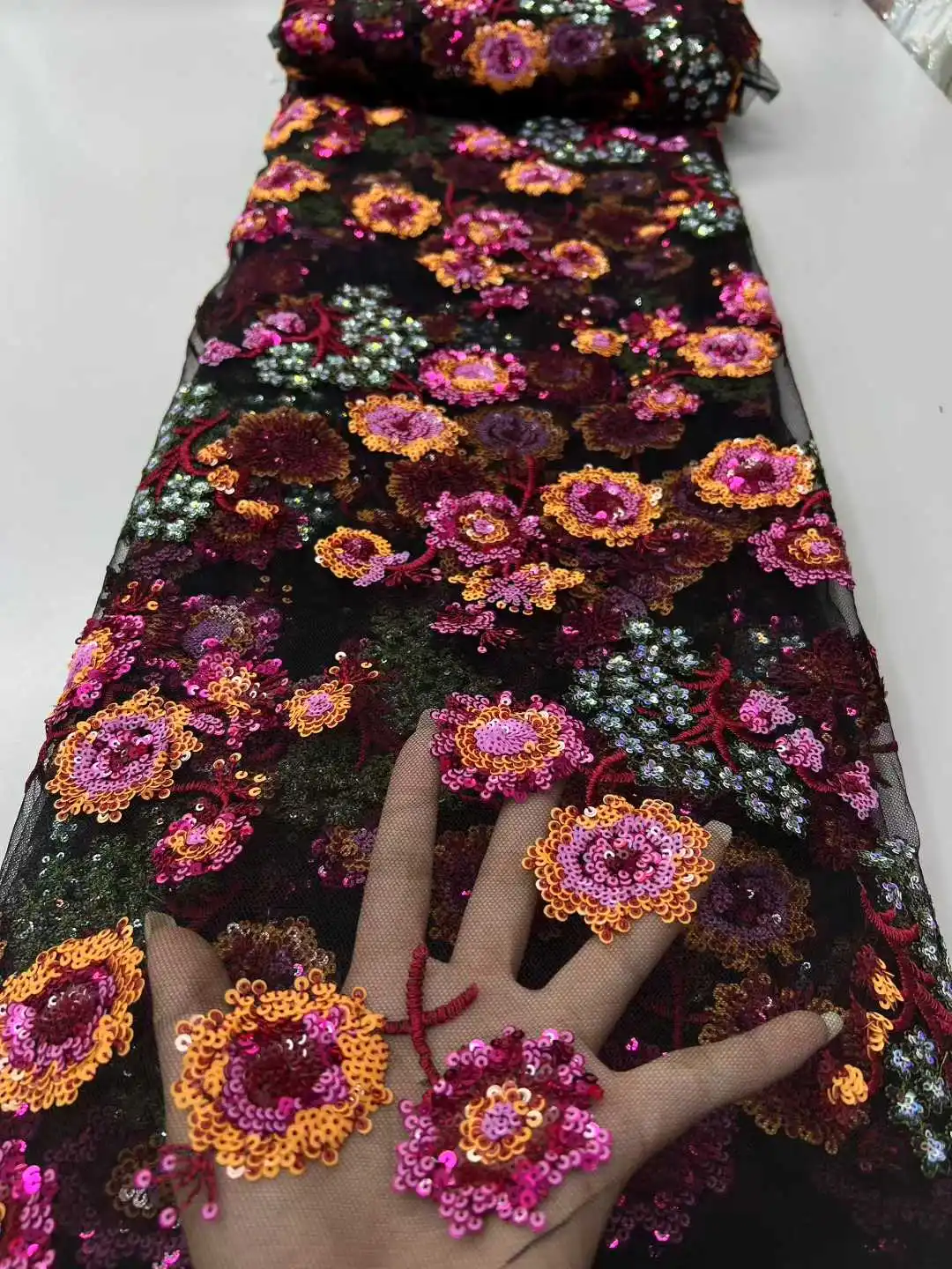 2025 جودة عالية جديد بولي اليدوية الفاخرة الترتر الأفريقي أقمشة الدانتيل مطرز الفرنسية النيجيري أقمشة الدانتيل لفستان خياطة