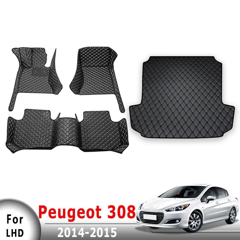 

Автомобильные коврики, ковры в багажник для Peugeot 308 2014 2015, чехлы, продукты, аксессуары для салона автомобиля, подушечки для ног, коврики для педали, водонепроницаемые