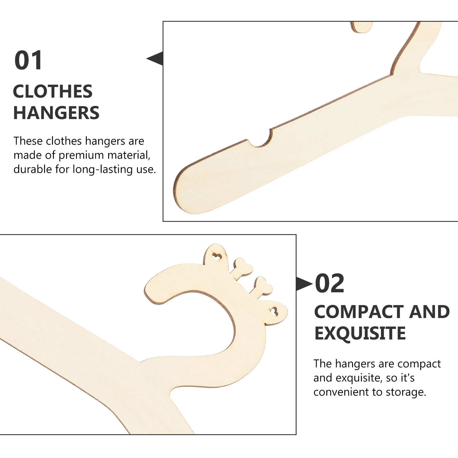 

2 Pcs Nursery Wooden Hanger Children's Clothes Chinese Style Small Hangers Toddler