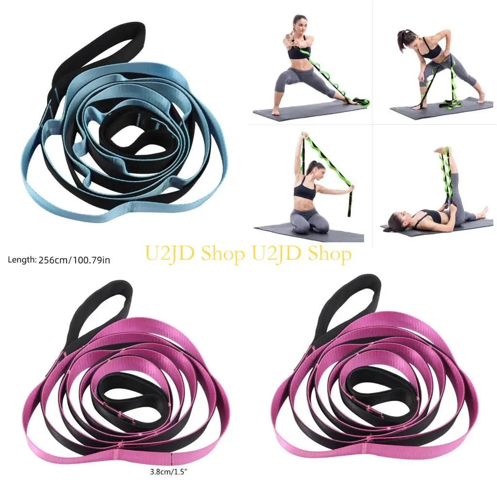 U2JD Nylon Yoga Strap Physical Therapy Rehab Multi-Loop Exercise Straps Non-elastic for Fitness Equipment Pilates Dance and