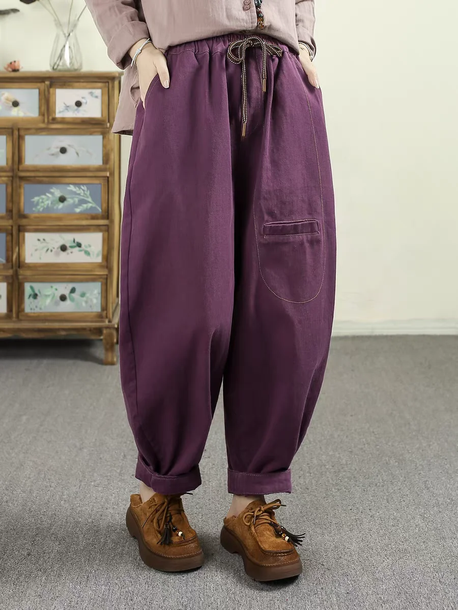 Retro Gesplitste Casual Denim Broek Vrouwen Losse plus Size Elastische Taille Belted Harlan Wortel Broek Herfst Nieuwe Sle Pure Kleur