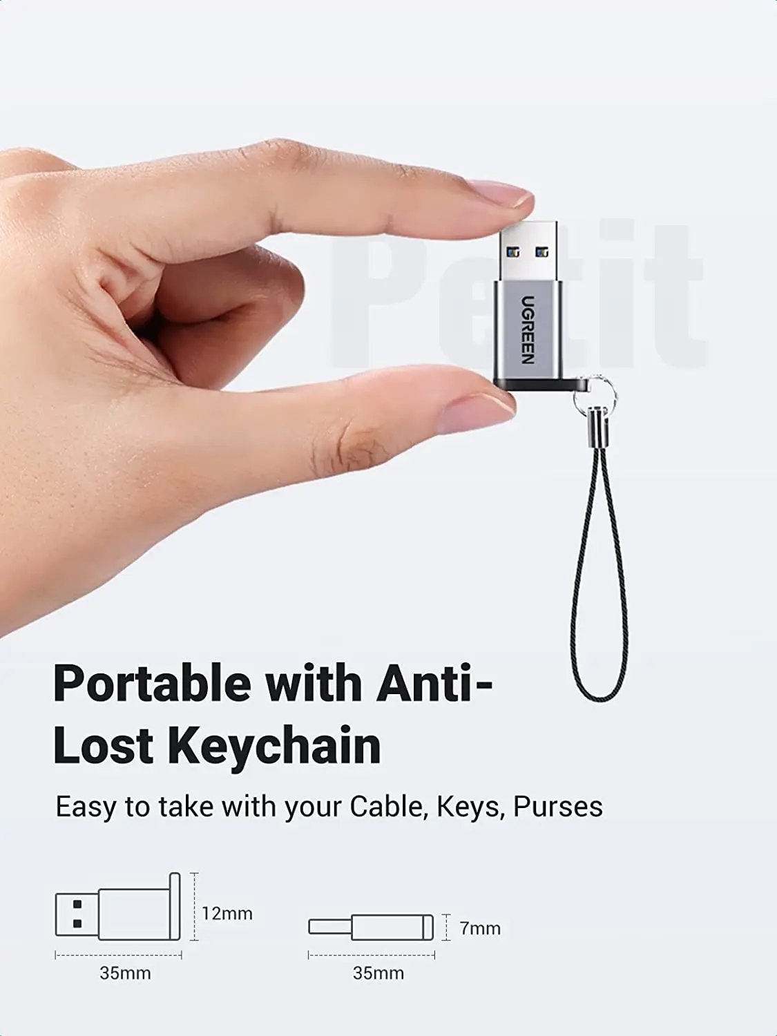 UGREEN USB Cメス-USBオス変換アダプター、Type C - USB A充電ケーブルコンバーター、高速データ転送アダプター