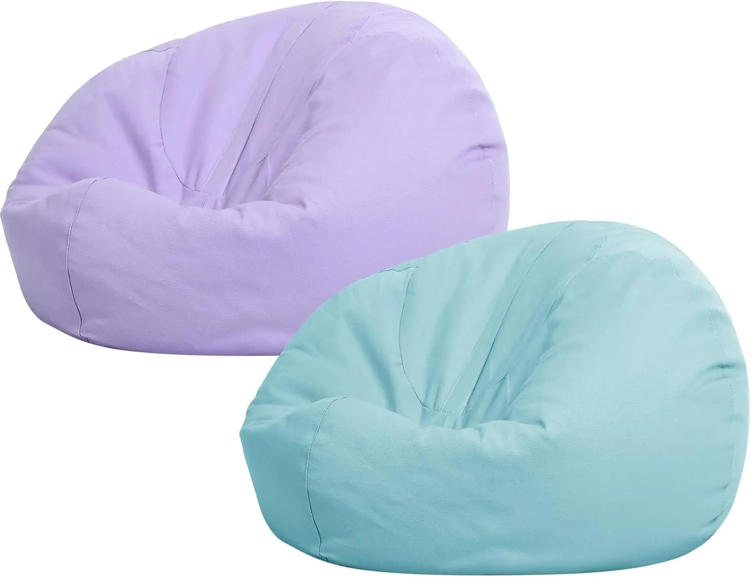 Large Stuffable Bean Bag Chair Cover for Plush Toys or Memory Foam, Green and Purple, Small Size