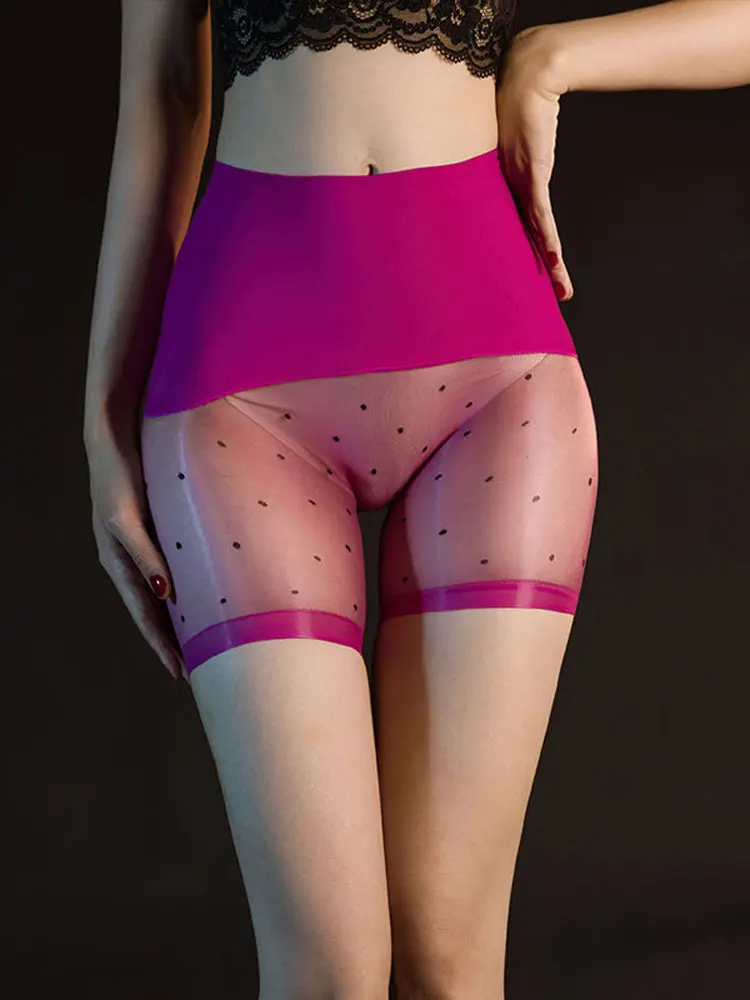 Women Stocking See Through Underwear Stretch Oil Shiny Glossy Crotchless Panties Silky Ultra-Thin Skirt Safety Slim Sexy Briefs