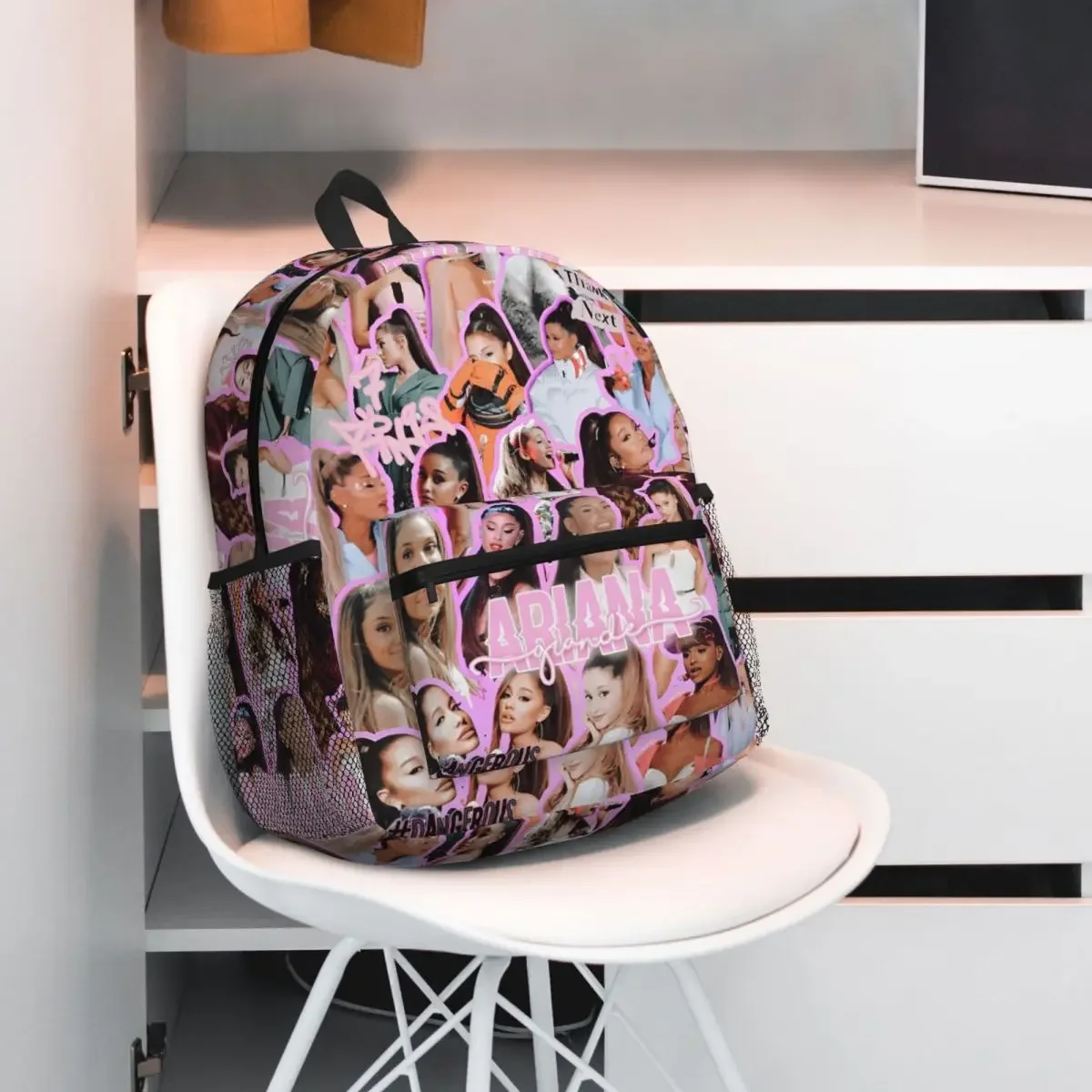 Custom Bag Ariana Grande Pop Music American Singer Student Backpack School Bag Hiking Travel Daypack For Men Women Bookbag Shoul