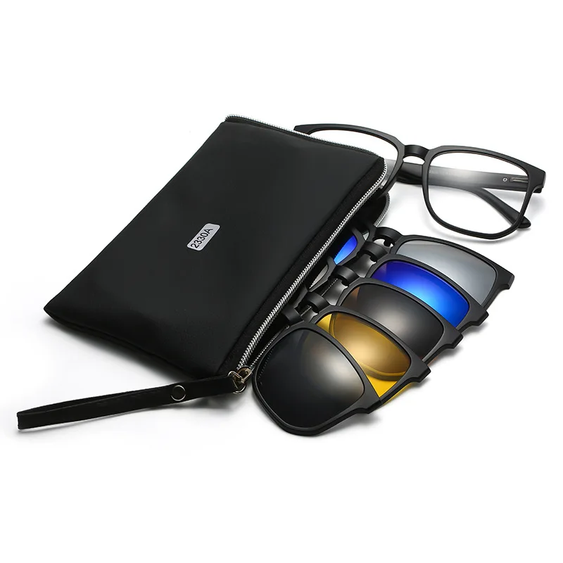 HD وصفة طبية نظارات العين 5 ألوان كليب على نظارات شمسية TR90 نظارات العين قصر النظر البصرية القراءة المغناطيسي الاستقطاب النظارات الشمسية