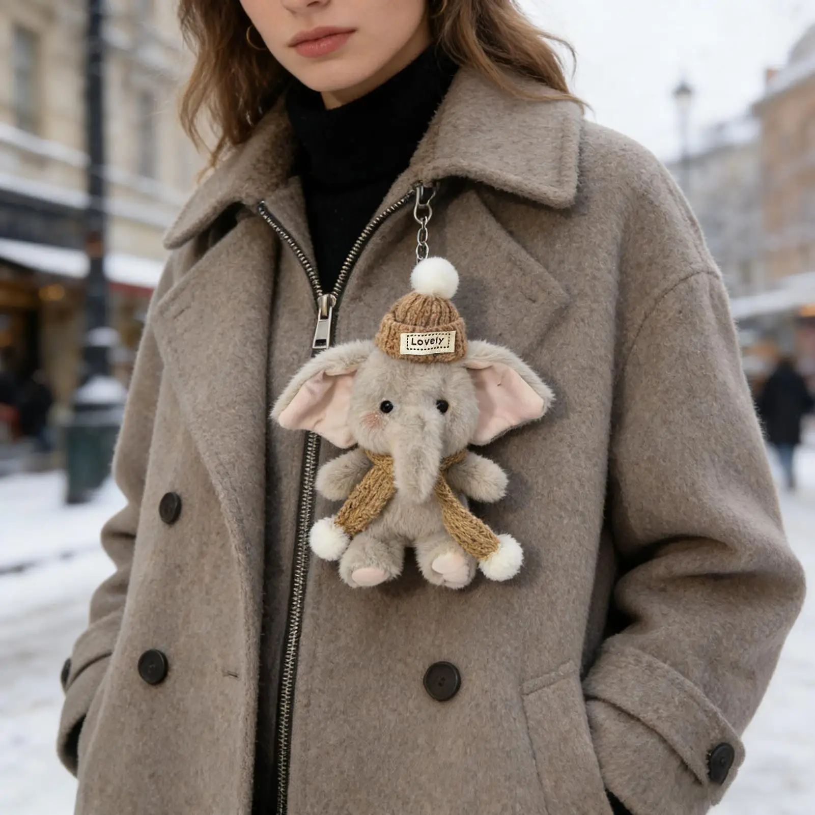 

5-дюймовая плюшевая игрушка-слоник с шапкой и шарфом, серый мягкий плюшевый зверек, мягкие игрушки для детей и взрослых, украшение для спальни, дивана, дома, милый подарок