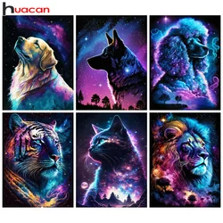 Huacan 5d Diy Diamond Painting Animal Dog Full Diamond Embroidery Tiger Lion Complete Kit Wall Decor Handmade Gift