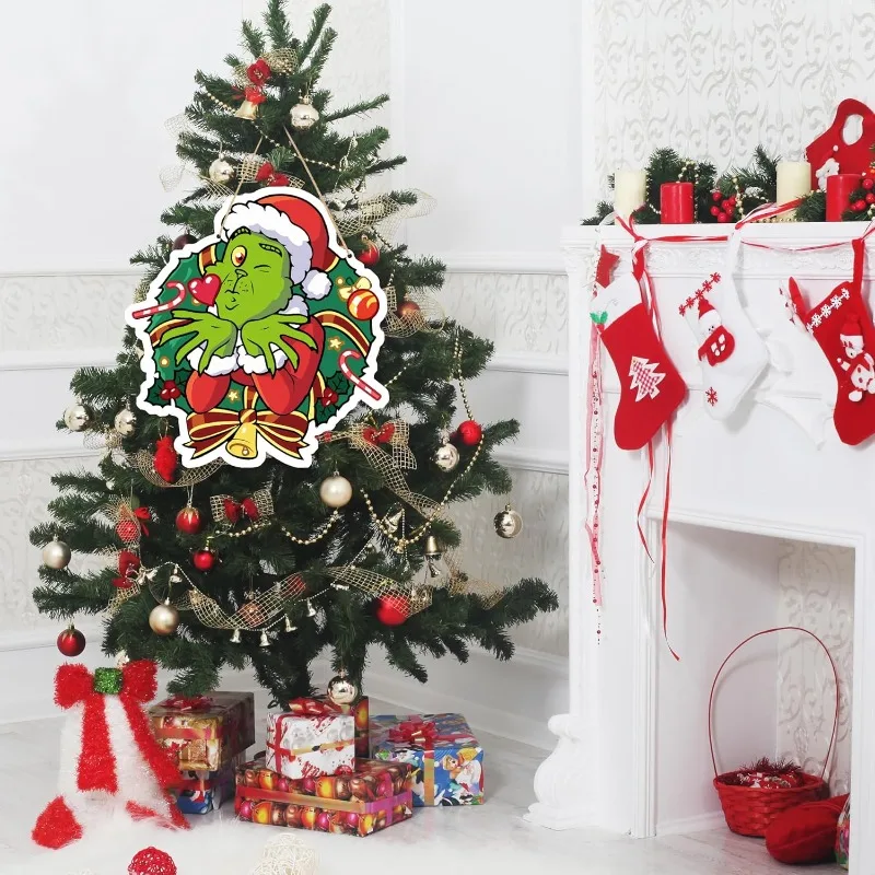 شماعة باب Whoville للعطلات - لافتة ترحيب لعيد الميلاد للدخول الأمامي، زينة عيد الميلاد مستوحاة من ديكور المنزل والحفلات من Dr Seuss #6