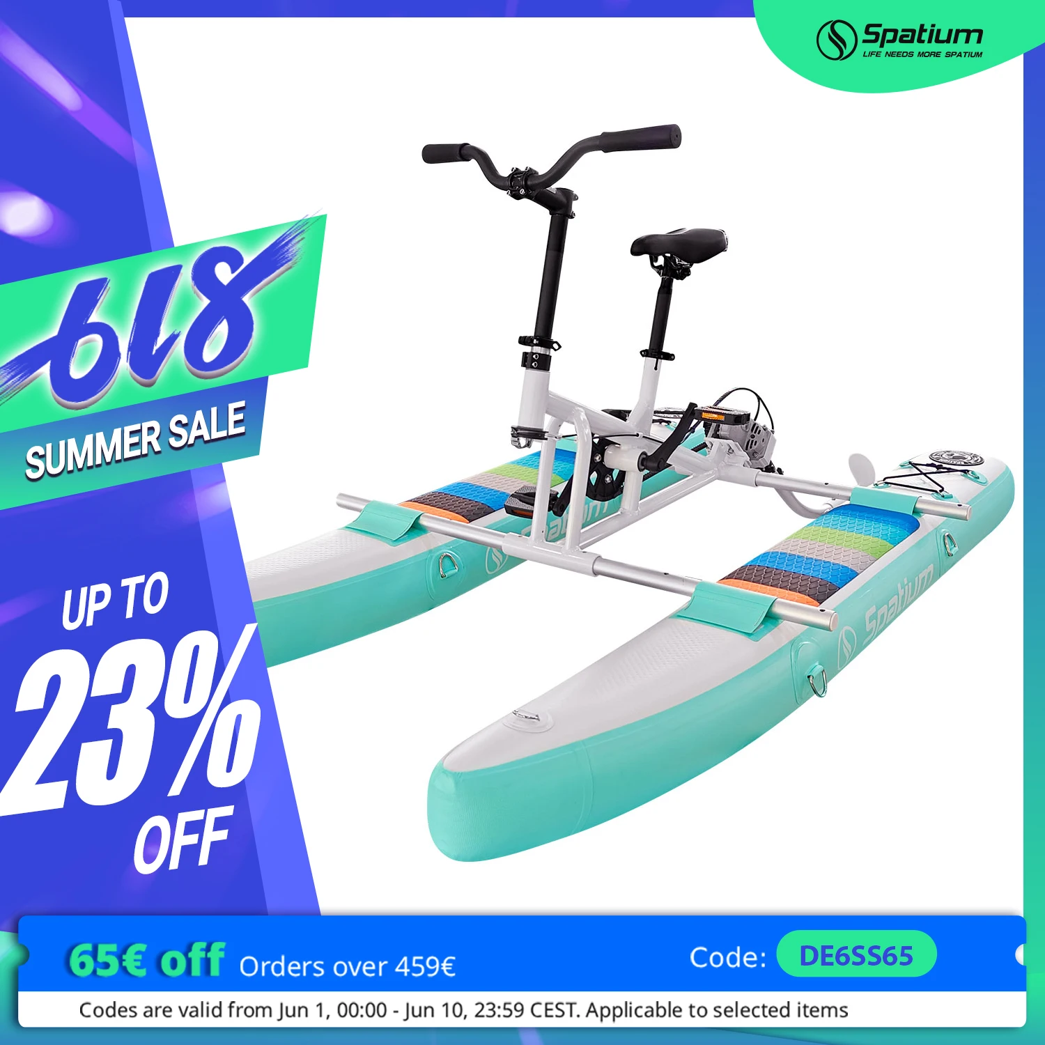 

Spatium Water Bike for Kids Inflatable Water Bikes Water Bicyles for Lake with Inflatable Pontoons Pedal Water Bike