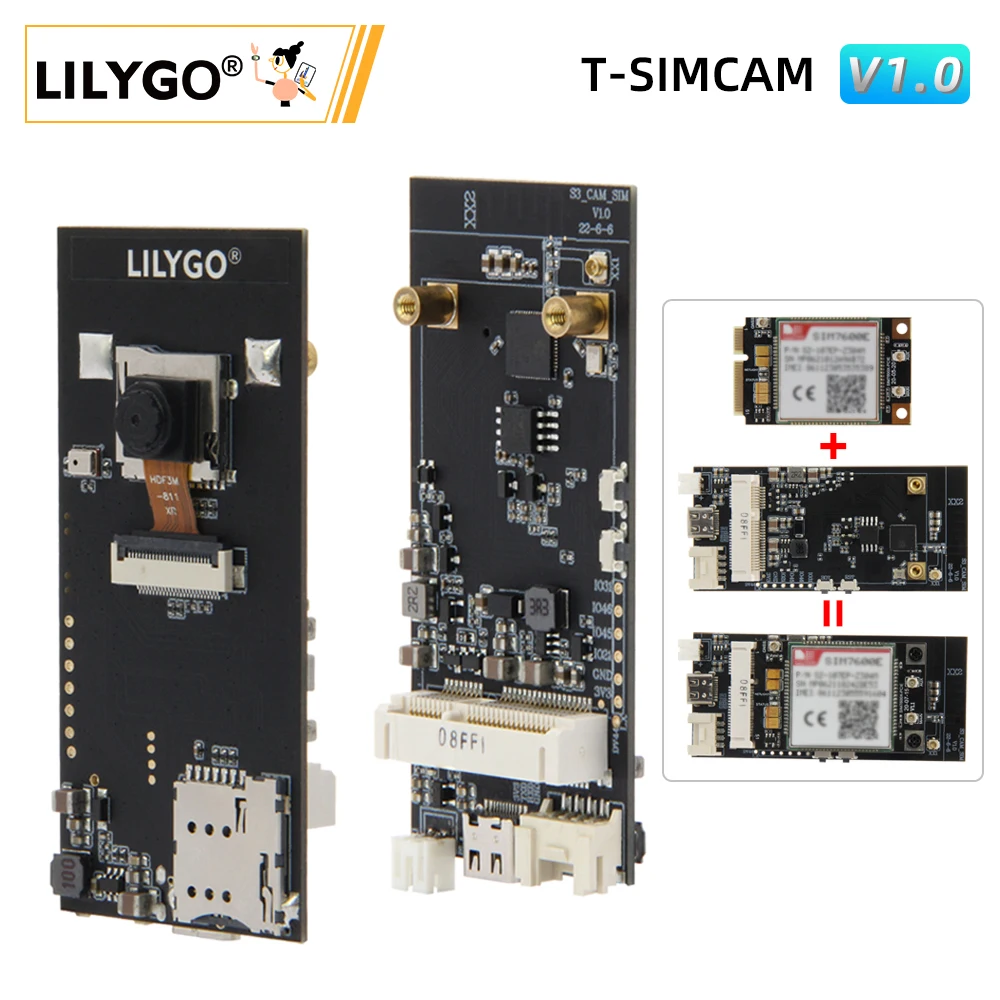 LILYGO® T-SIMCAM ESP32-S3 CAM Development Board WiFi Bluetooth 5.0 Wireless Module OV2640/OV5640 IR-CUT Camera Adapt T-PCIE SIM