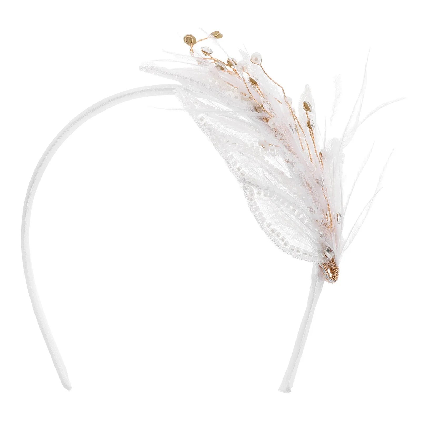 

Sparkle Plume Headband For Women Girls Aesthetic Band Lightweight Elegant Bead Rhinestone Party Wedding Bridal Hair Accessories