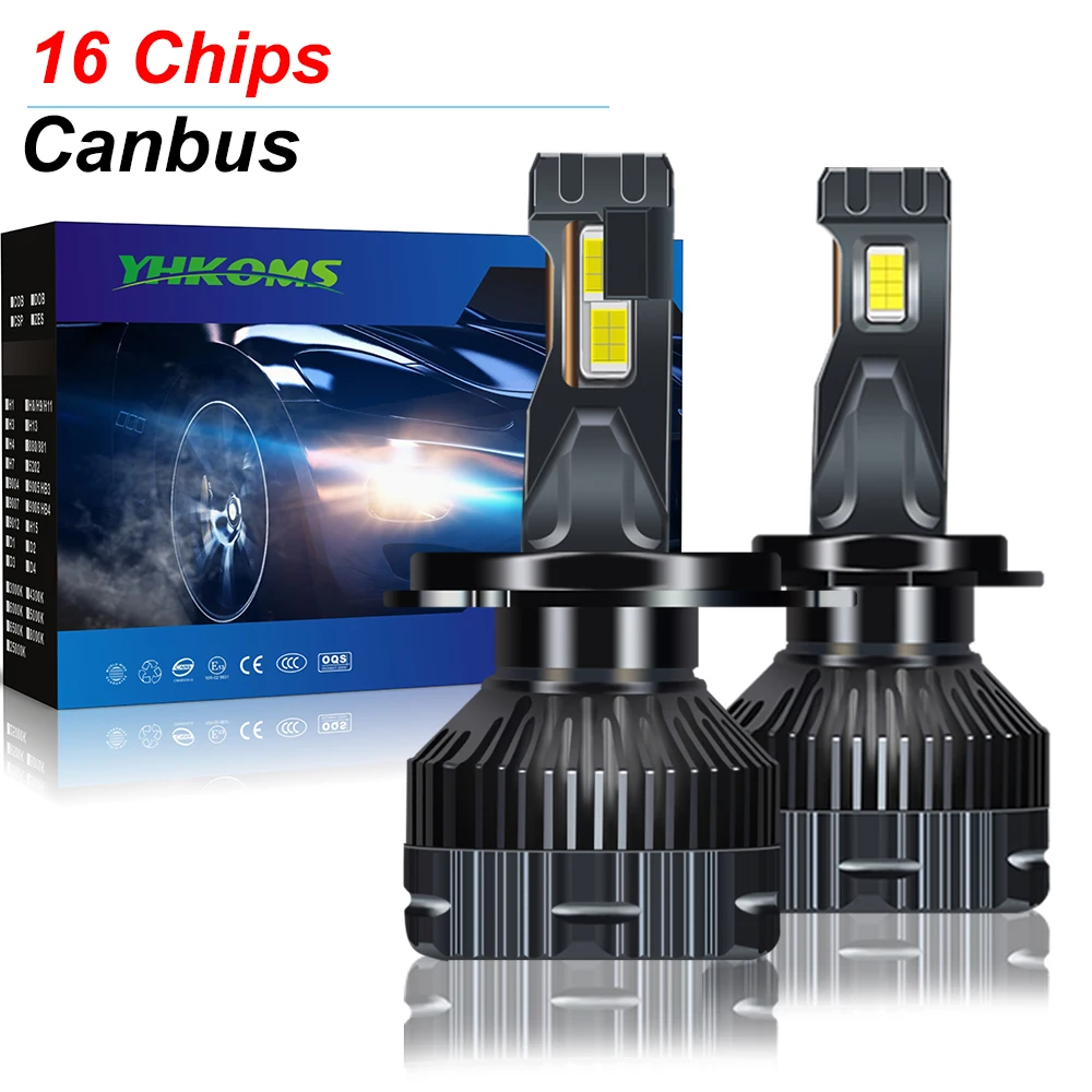 YHKOMS H4 Canbus H7 LED H1 H8 H9 H11 9005 9006 HB3 HB4 9012 Car LED Headlight Bulb 100W 30000LM Auto Light Lamp 6000K 12V