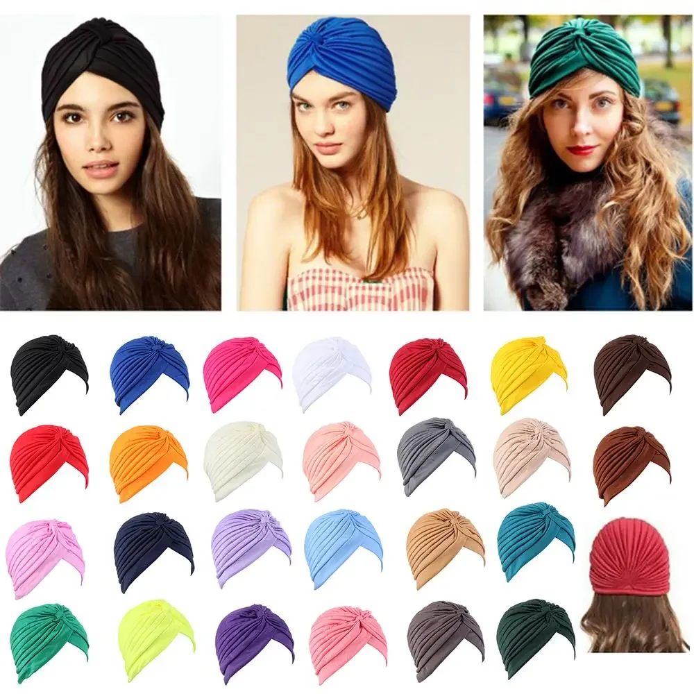 

New Style Head Cover Hat Hair Loss Muslim Hat Ladies Head Wrap Stretchy Turban Chemo Cap