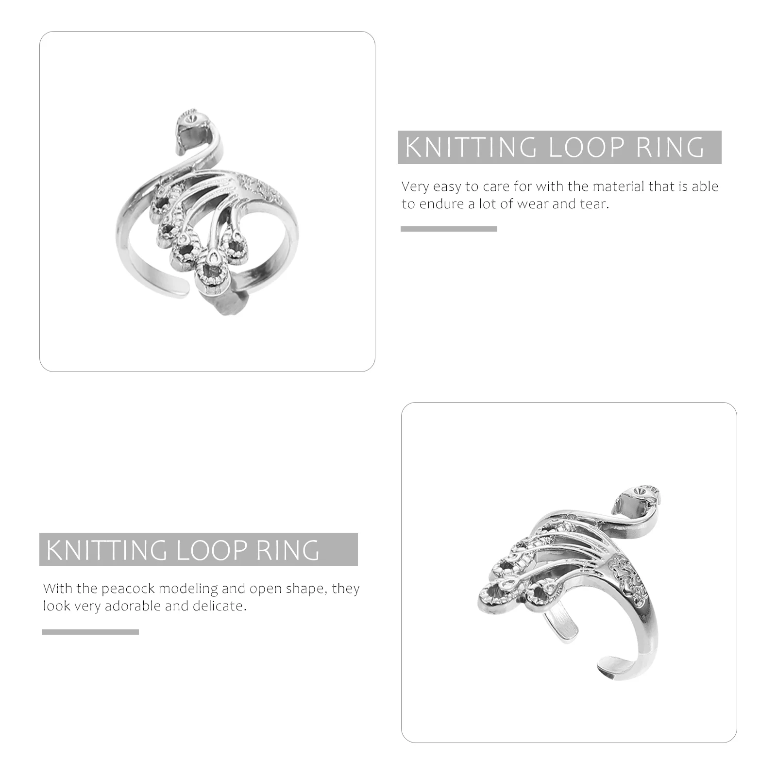 Haakring Gehaakt Pauw Vingerornament Multifunctioneel Open Retro Design Delicate Decoratie