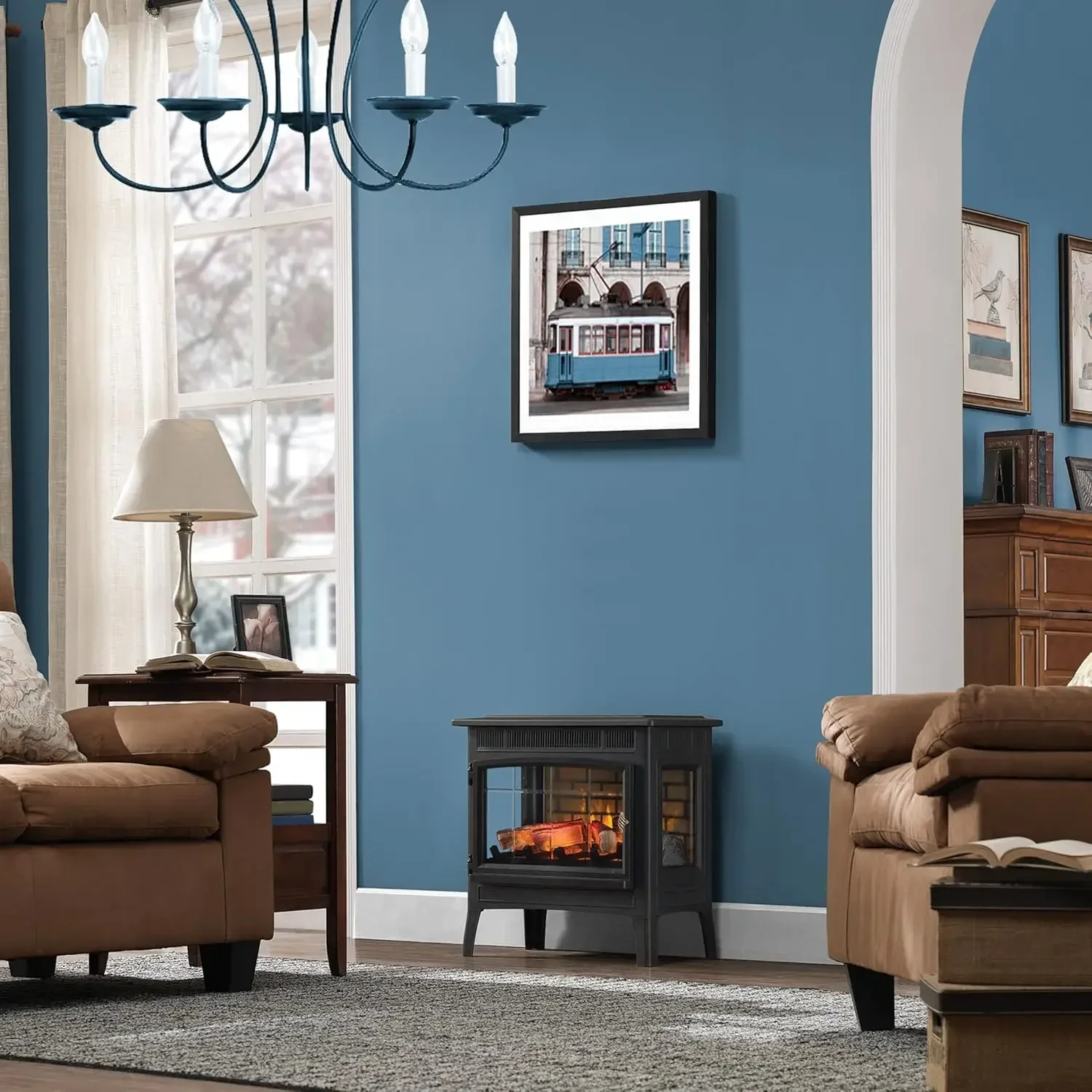 Duraflame-Duraflame®Electric Infrared Quartz Fireplace Stove with 3D Flame Effect, Navy Blue