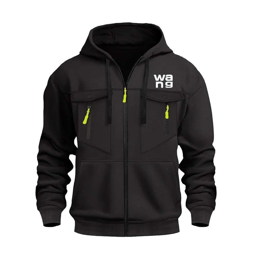 الشتاء الرجال فضفاض الصوف سستة مقنعين الأدوات ركاب الرياضة عارضة طويلة الأكمام سترة سترة