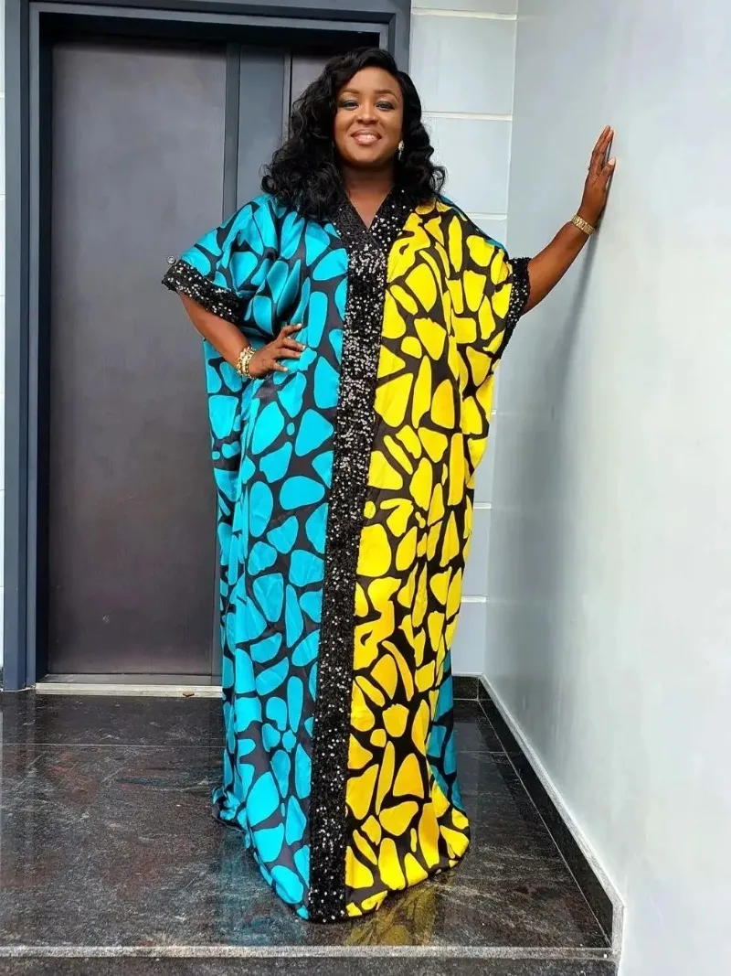 

African Dresses for Women Plus Size Africa Clothes Dashiki Ankara Sequin Outfit Gown Kaftan Muslim Wedding Party Long Maxi Dress