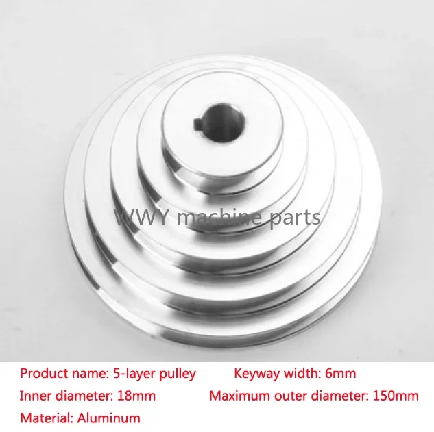 Bench Drill 54mm to 150mm Outer Dia 14 16 18 19 20 22 24 25 28mm Bore Aluminum A Type 5 Step Pagoda Pulley Wheel for V-Belt 1pc