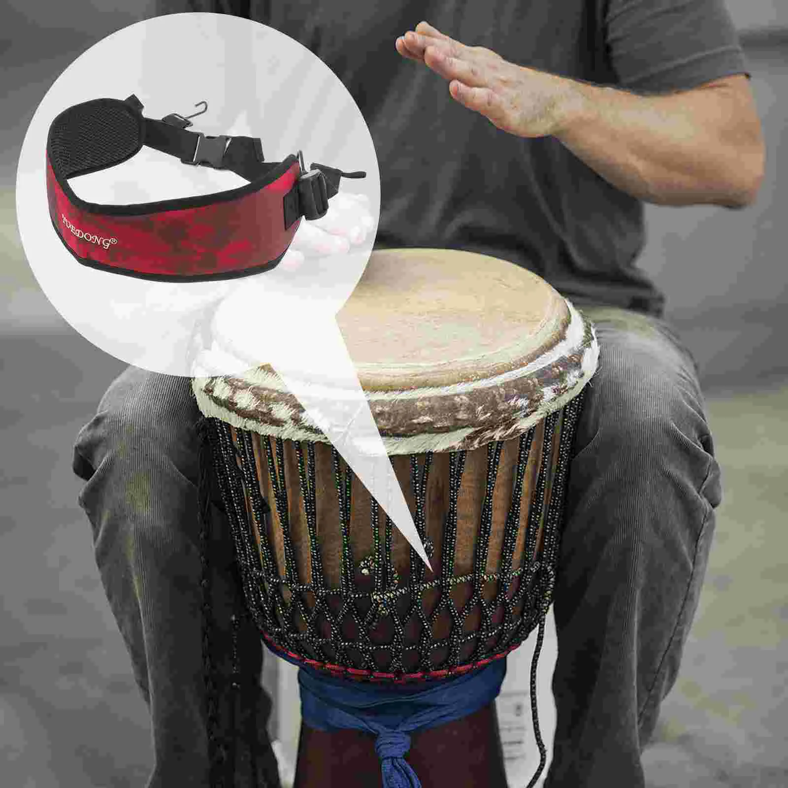 Correa de tambor Djembe, instrumento de percusión, cinturón de tambor, correa de tambor de mano ajustable