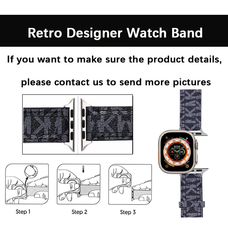 Luxury Watch Strap for apple watch band 45mm 44mm 49mm 38mm 40mm 41mm Designer Leather Band iwatch Ultra 8 7 6 5 4 se Bracelet