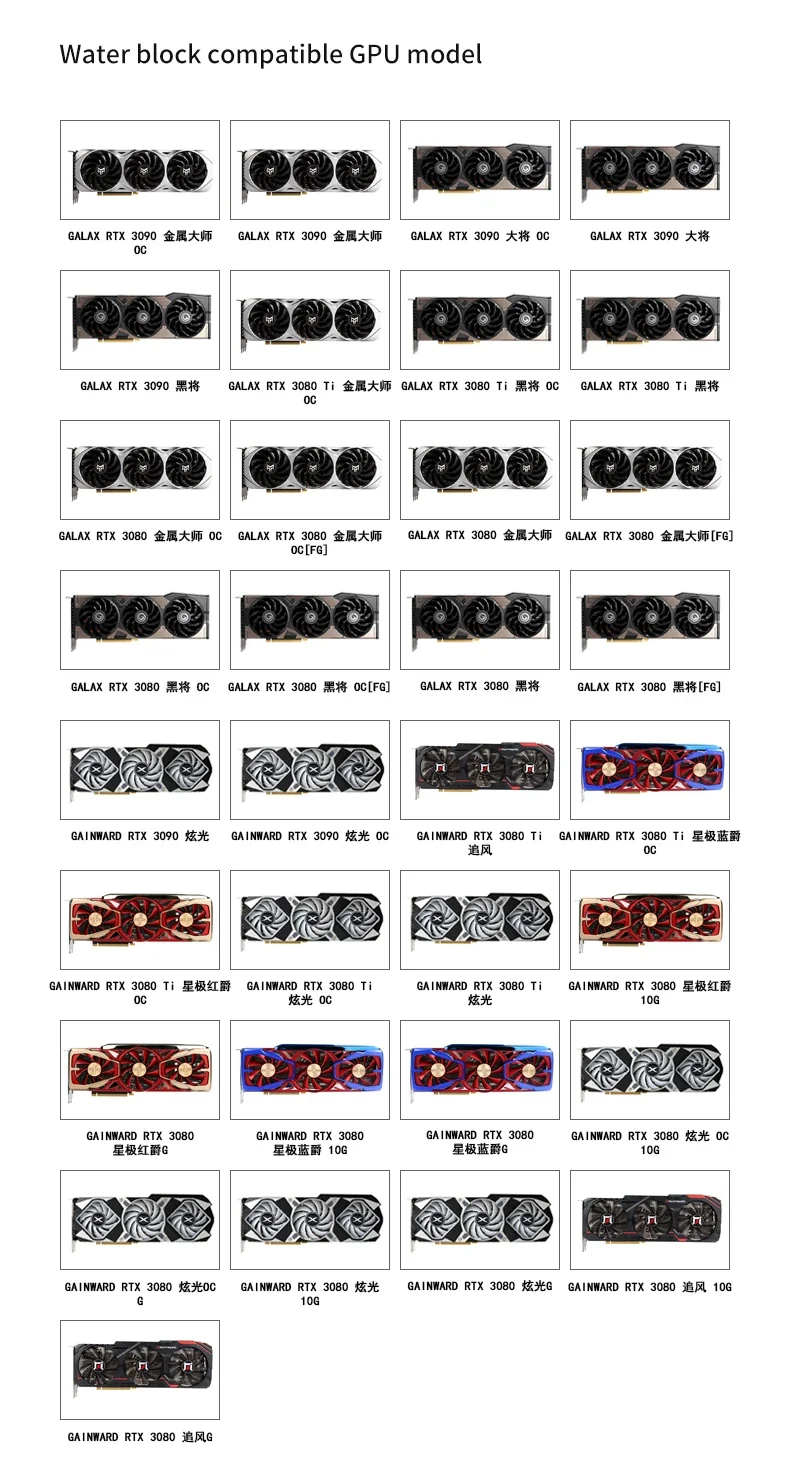 Imagem -06 - Barrow Bloco Gpu para Galax Refrigerador de Placa Gráfica Gpu Galax Rtx 3090 3080 ti 5v Argb 3pin Aura Sync