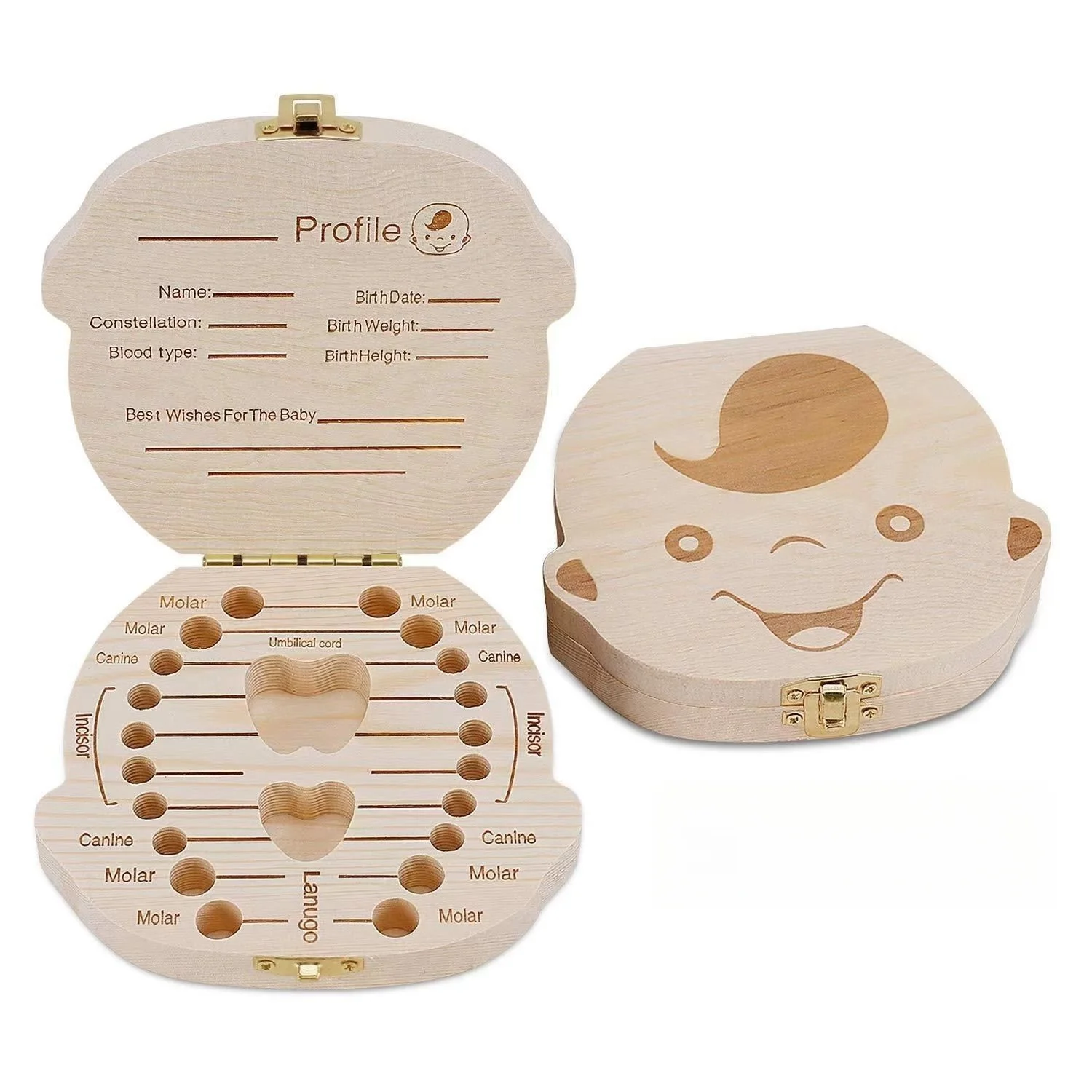 Wooden Baby Teeth Storage Box Teeth Wooden Box Umbilical Cord Tooth Collection Box Infant And Toddler Souvenir Box