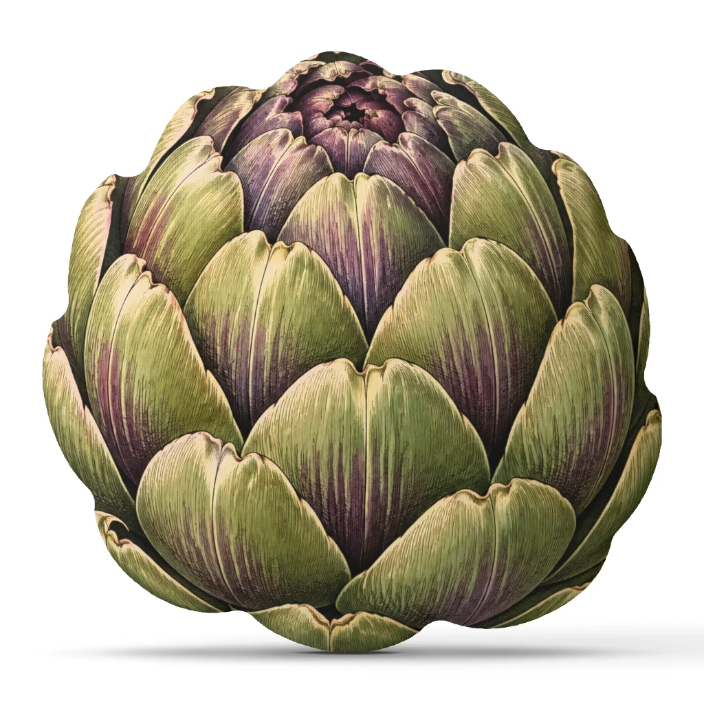Botanical Artichoke Shaped Throw Pillow Green Vegetable Cushion Stuffed Floor Pillow Farmhouse Kitchen Decor Food Lover Gift